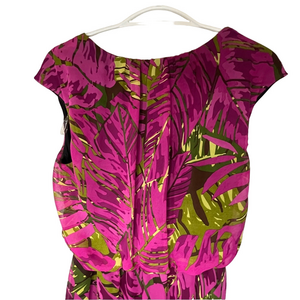 Amanda Lane Midi Dress Women's Floral Pink Green Size 10 Feminie Summer